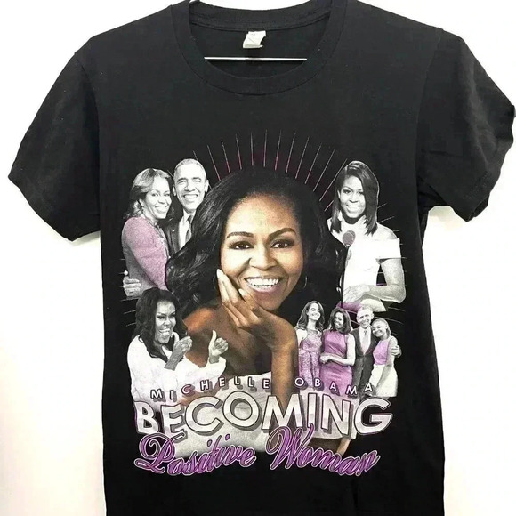 Vintage | Michelle Obama "Positive Woman" Becoming Shirt - Black / Sz S - Picture 2 of 4